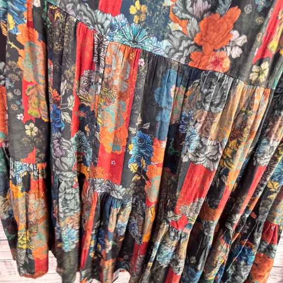 Soft Surroundings Floral Patchwork Maxi Dress 2X V-Neck Tiered Boho Peasant - Picture 11 of 13